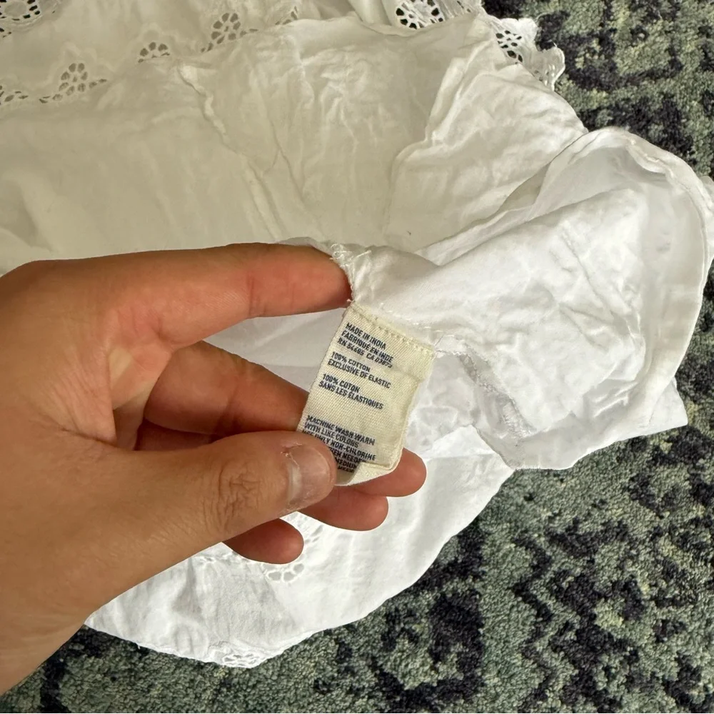 Strapless Women’s American Eagle Y2K Eyelit White Mini Dress Summer Preppy Boho - Picture 11 of 11